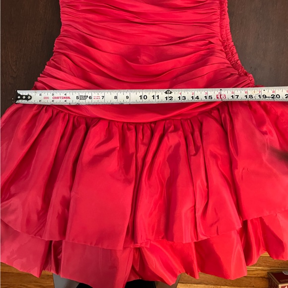 Vintage 80’s Tadashi Party/Formal Red Ruched and Layered Tiered Dress | Size 10 - Picture 7 of 11